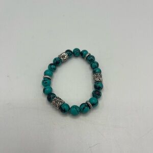 Paparazzi "Garden Zen" Glassy Green, Black & Silver Beaded Stretch Bracelet